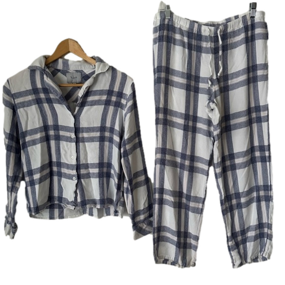 Rails Womens White Blue Plaid Button Down Hunter Vanilla Chambray Lounge Set